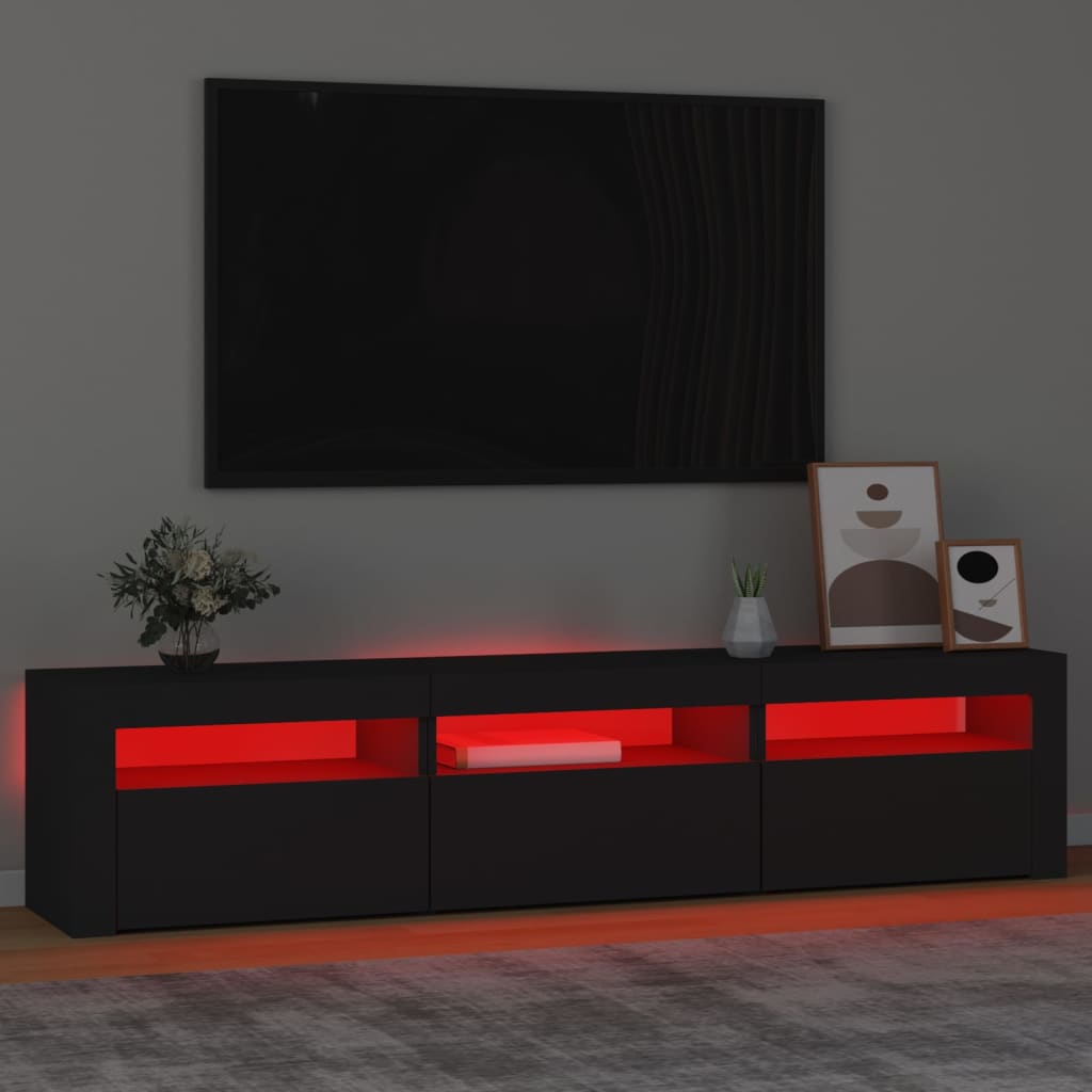 Tv-Benk Med Led-Lys Svart 180X35X40 Cm