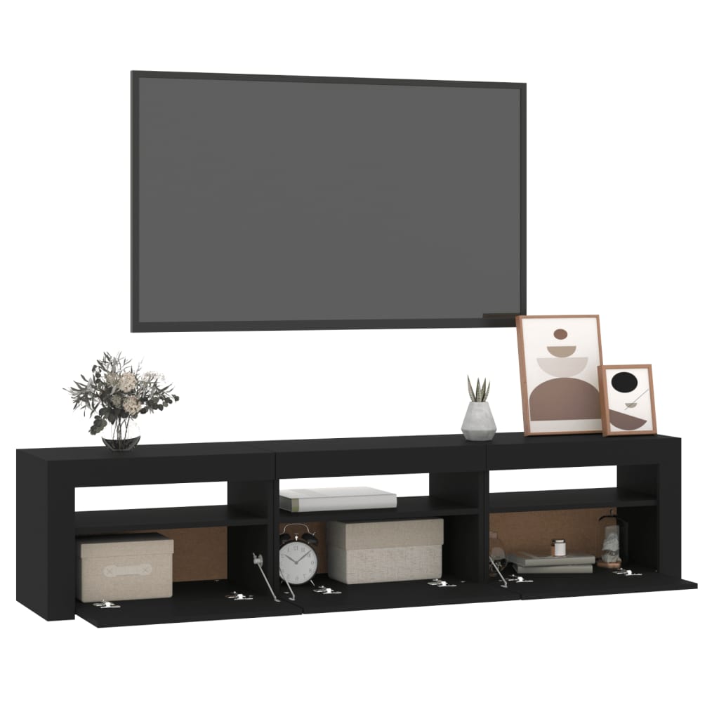 Tv-Benk Med Led-Lys Svart 180X35X40 Cm