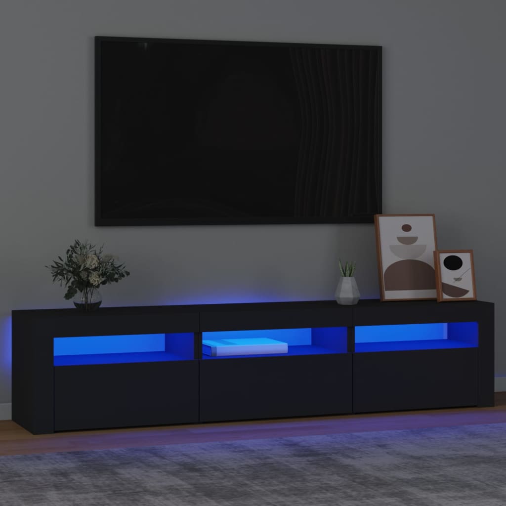 Tv-Benk Med Led-Lys Svart 180X35X40 Cm