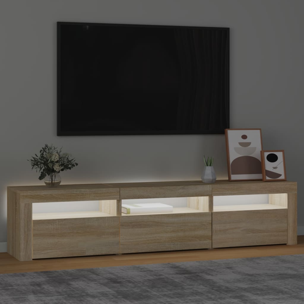 Tv-Benk Med Led-Lys Sonoma Eik 180X35X40 Cm