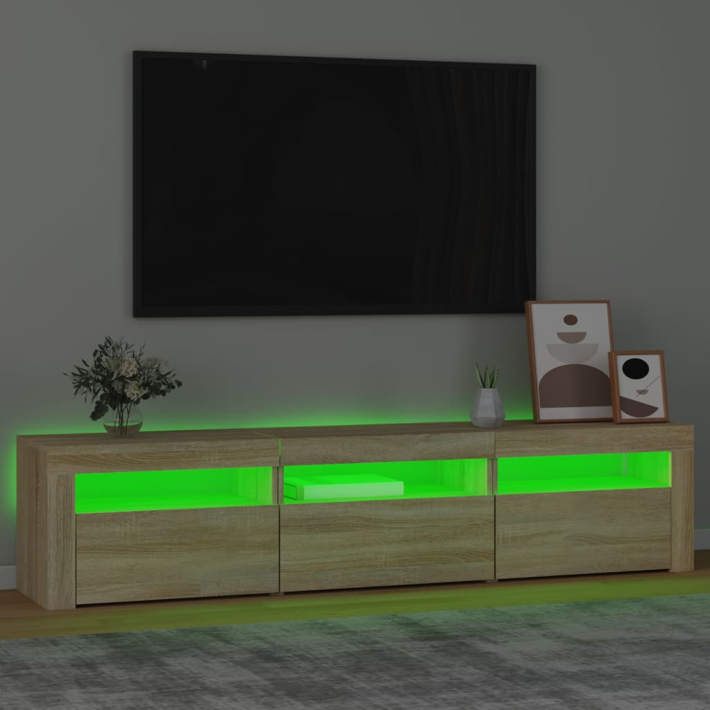 Tv-Benk Med Led-Lys Sonoma Eik 180X35X40 Cm