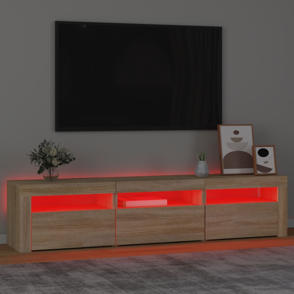 Tv-Benk Med Led-Lys Sonoma Eik 180X35X40 Cm