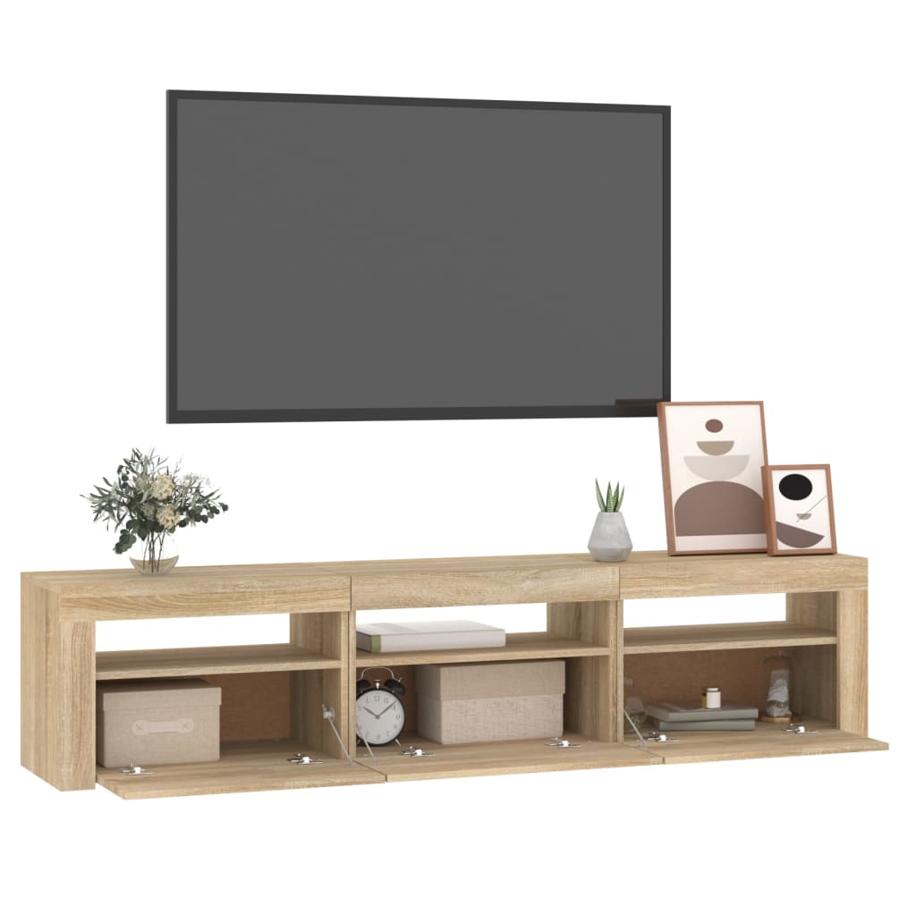 Tv-Benk Med Led-Lys Sonoma Eik 180X35X40 Cm