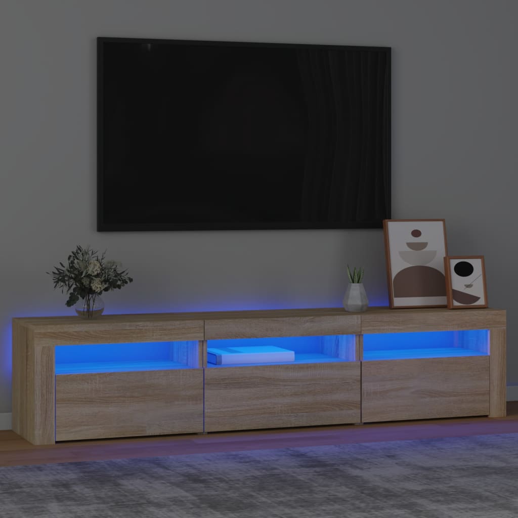 Tv-Benk Med Led-Lys Sonoma Eik 180X35X40 Cm