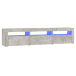 Tv-Benk Med Led-Lys Betonggrå 180X35X40 Cm
