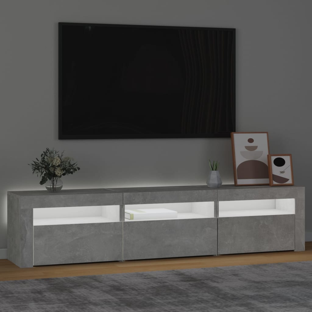 Tv-Benk Med Led-Lys Betonggrå 180X35X40 Cm