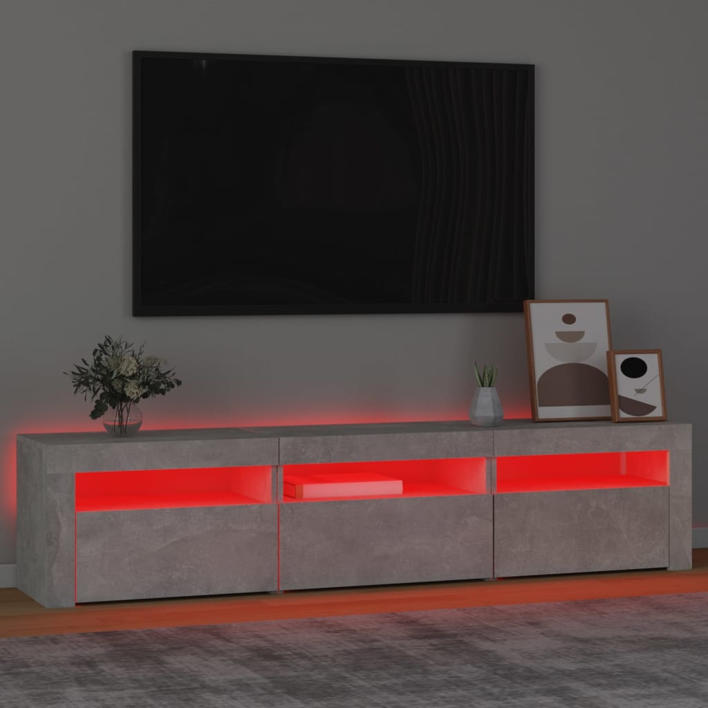 Tv-Benk Med Led-Lys Betonggrå 180X35X40 Cm