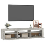 Tv-Benk Med Led-Lys Betonggrå 180X35X40 Cm