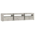 Tv-Benk Med Led-Lys Betonggrå 180X35X40 Cm