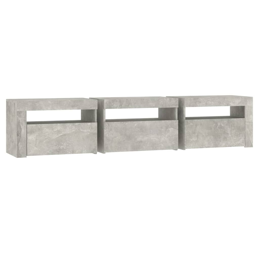 Tv-Benk Med Led-Lys Betonggrå 180X35X40 Cm