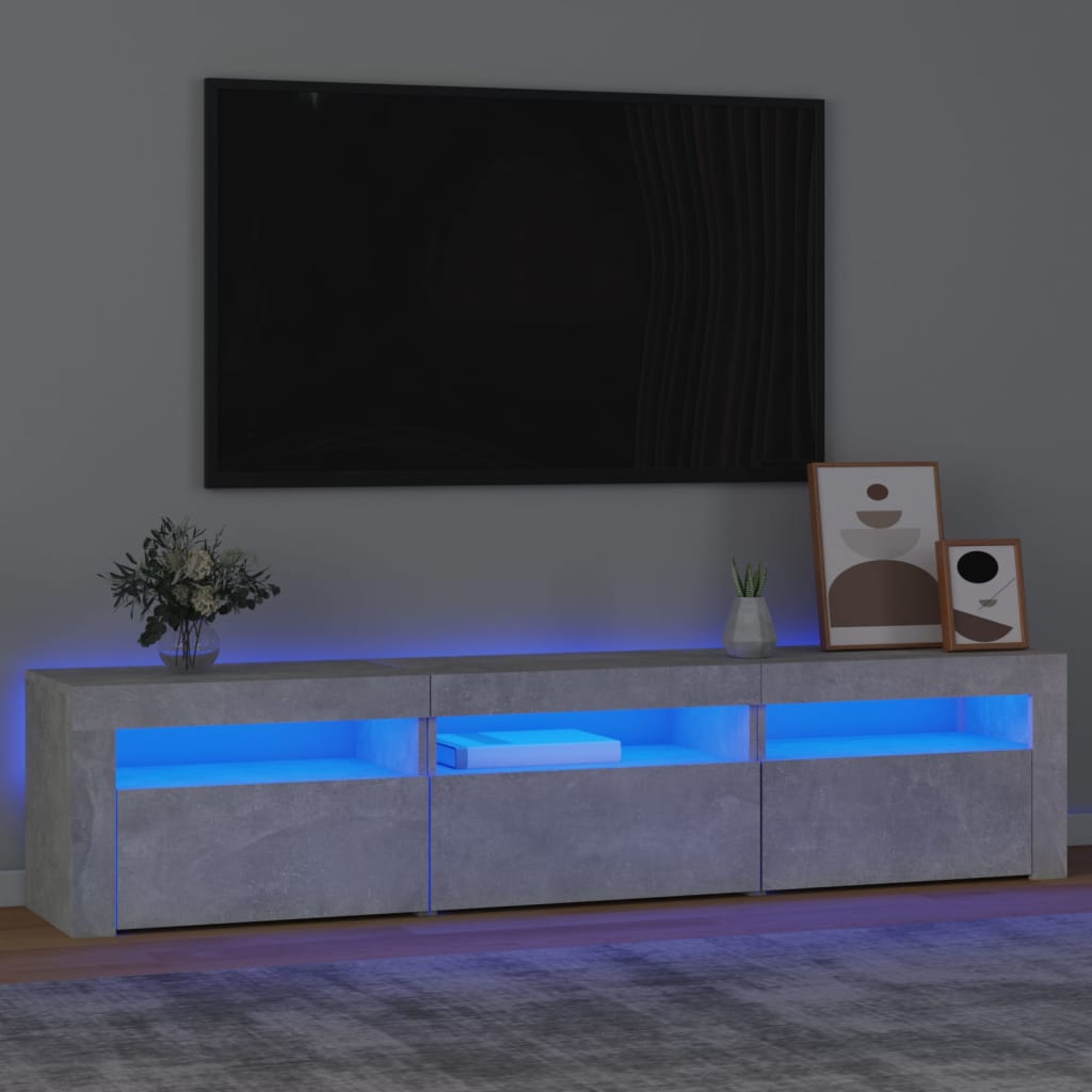 Tv-Benk Med Led-Lys Betonggrå 180X35X40 Cm