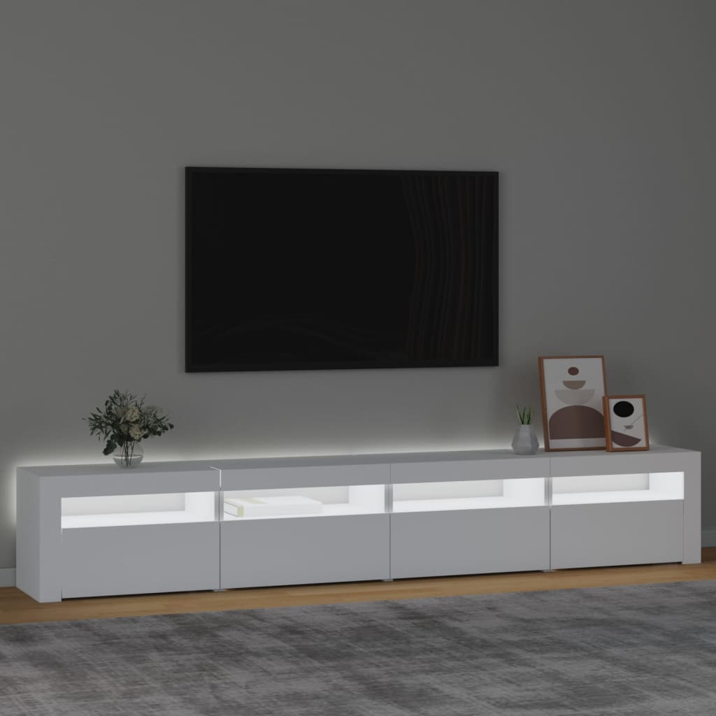 Tv-Benk Med Led-Lys Hvit 240X35X40 Cm