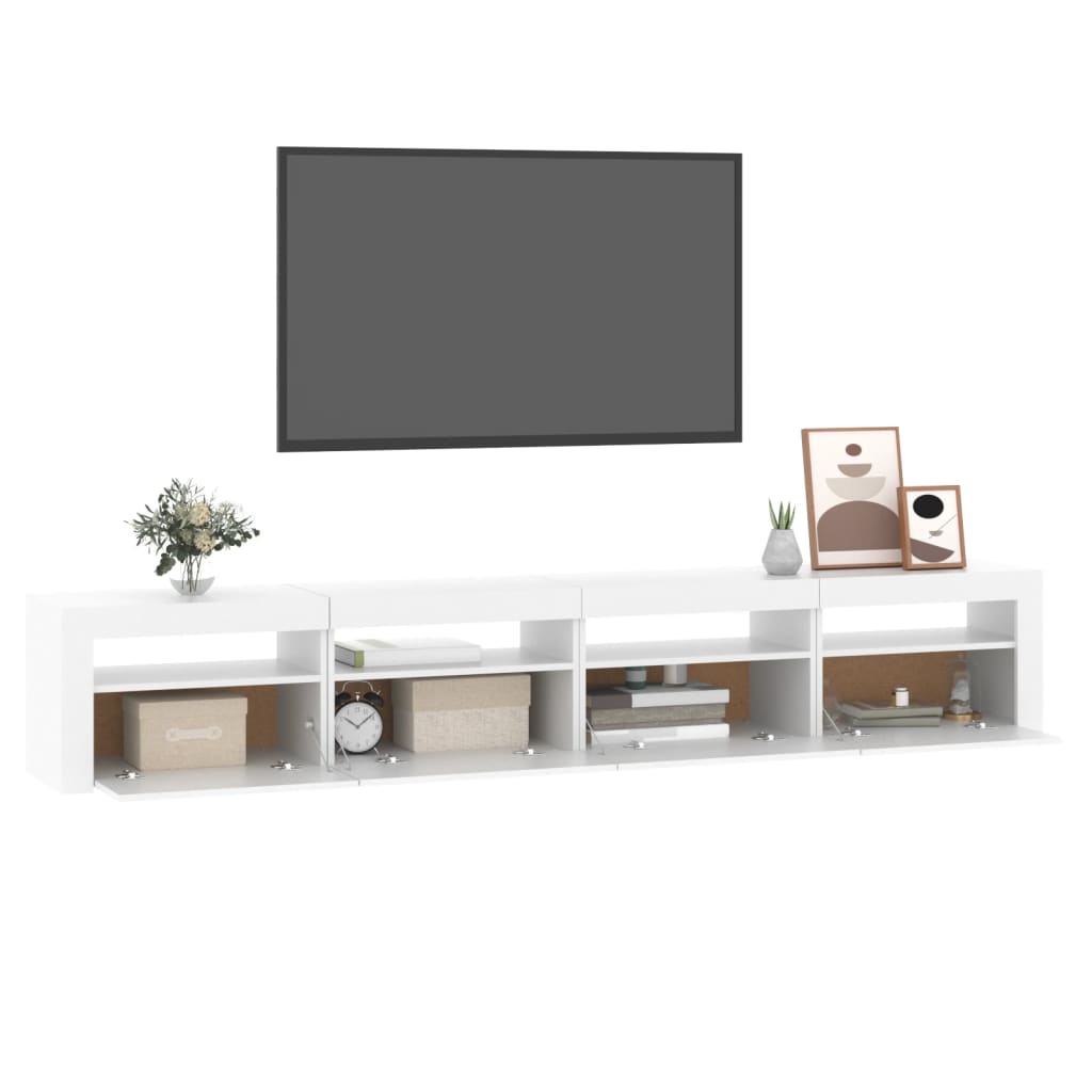 Tv-Benk Med Led-Lys Hvit 240X35X40 Cm