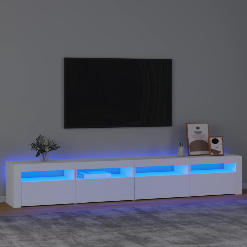 Tv-Benk Med Led-Lys Hvit 240X35X40 Cm