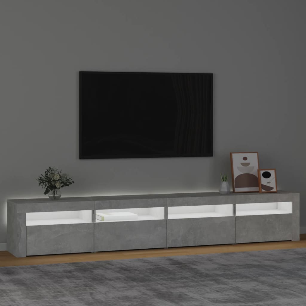 Tv-Benk Med Led-Lys Betonggrå 240X35X40 Cm