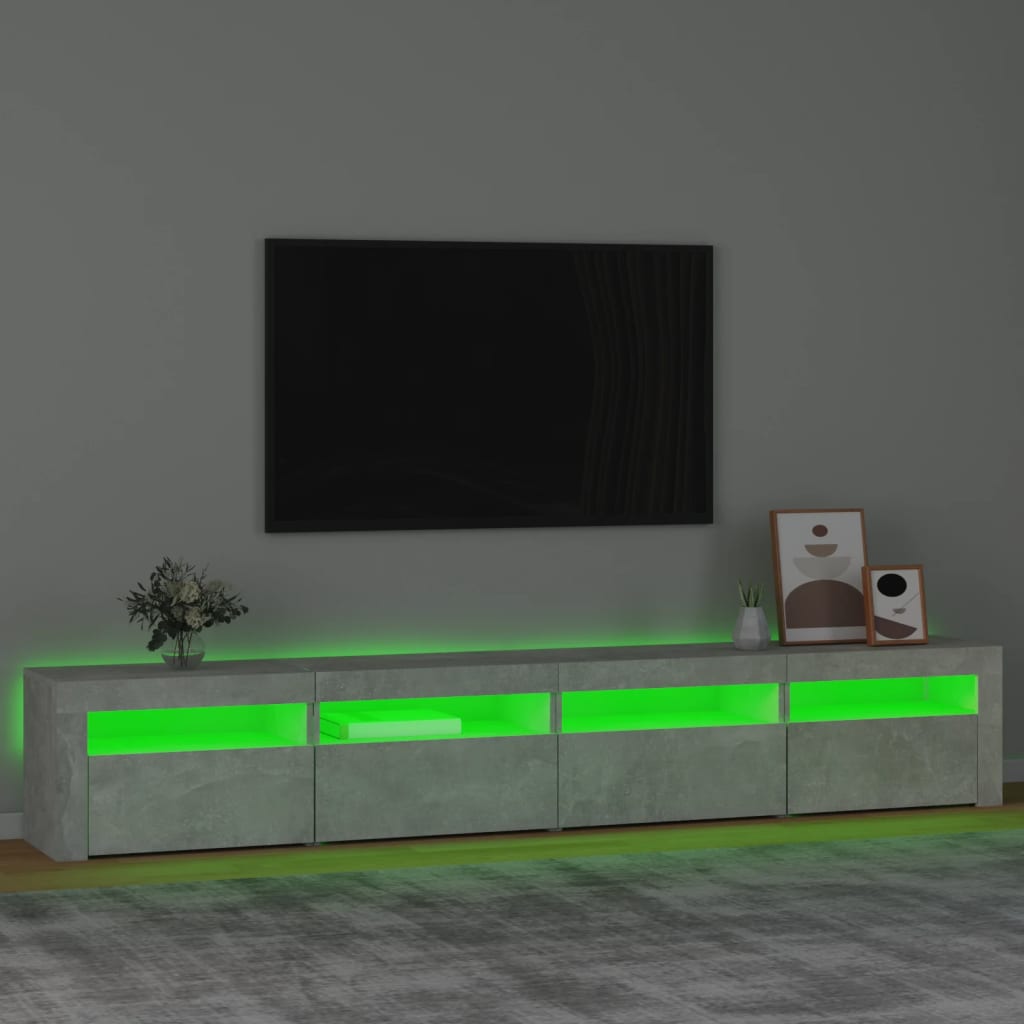 Tv-Benk Med Led-Lys Betonggrå 240X35X40 Cm