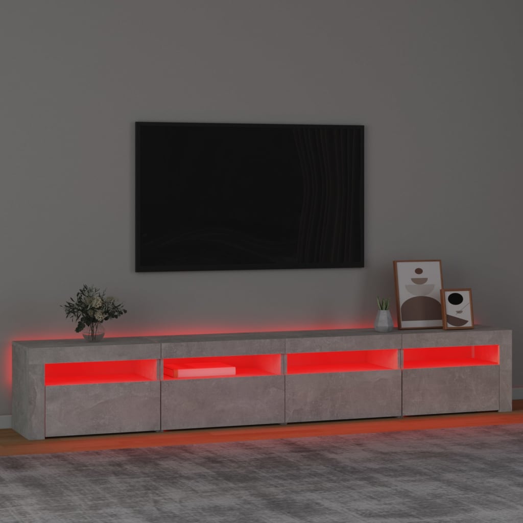 Tv-Benk Med Led-Lys Betonggrå 240X35X40 Cm