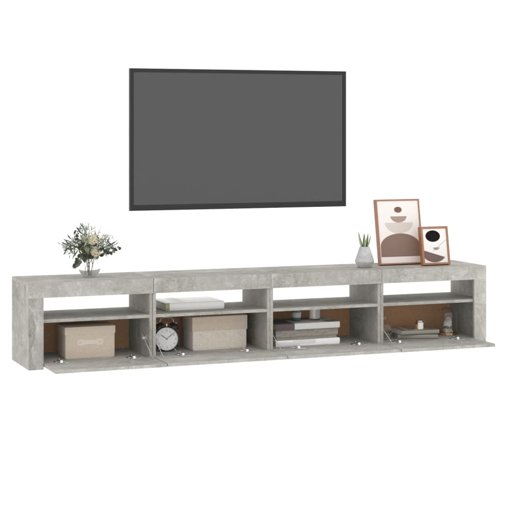 Tv-Benk Med Led-Lys Betonggrå 240X35X40 Cm