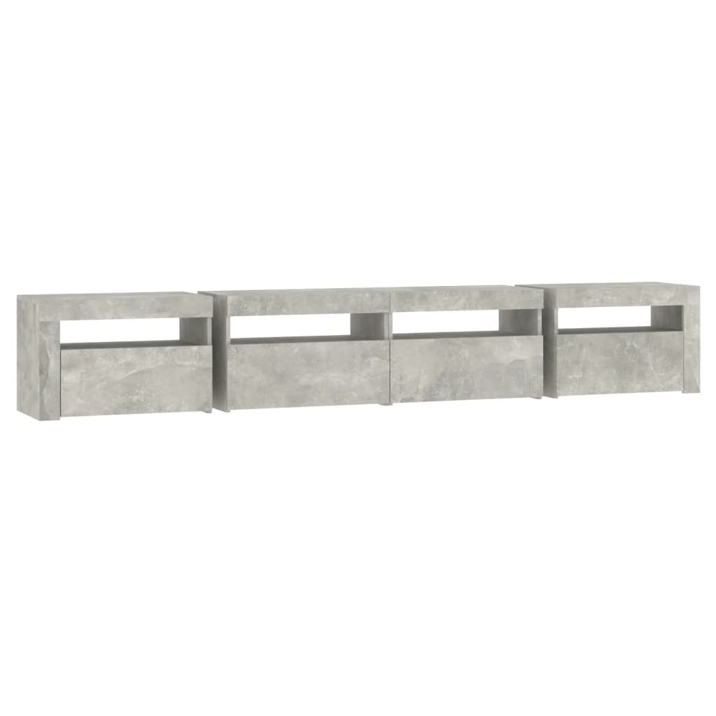 Tv-Benk Med Led-Lys Betonggrå 240X35X40 Cm