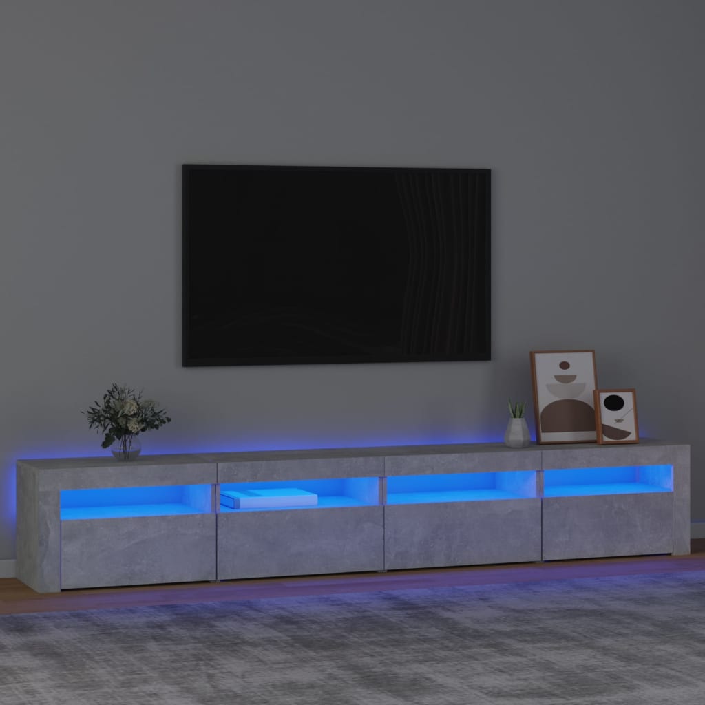 Tv-Benk Med Led-Lys Betonggrå 240X35X40 Cm