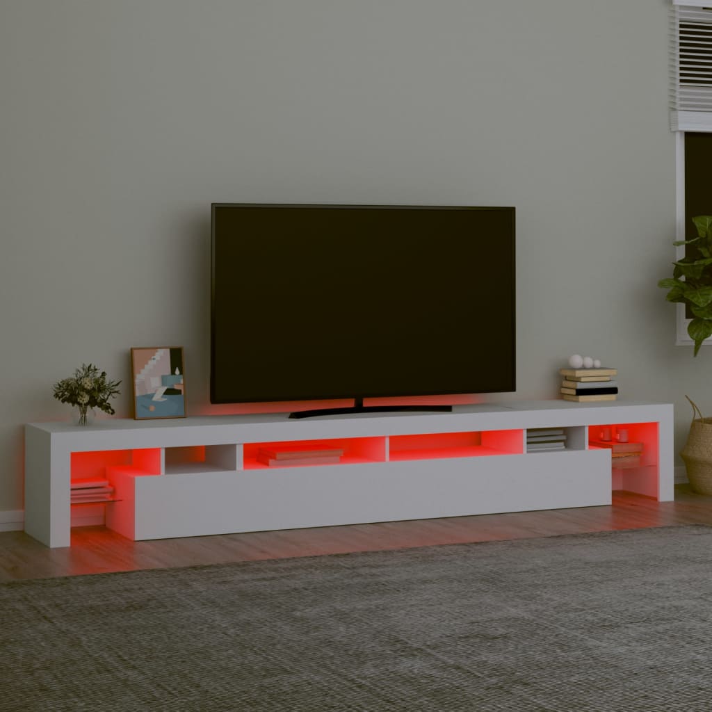 Tv-Benk Med Led-Lys Hvit 260X36,5X40 Cm