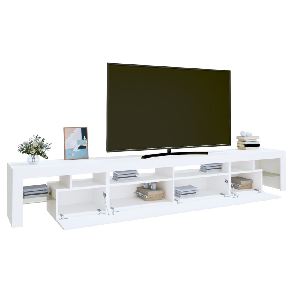 Tv-Benk Med Led-Lys Hvit 260X36,5X40 Cm