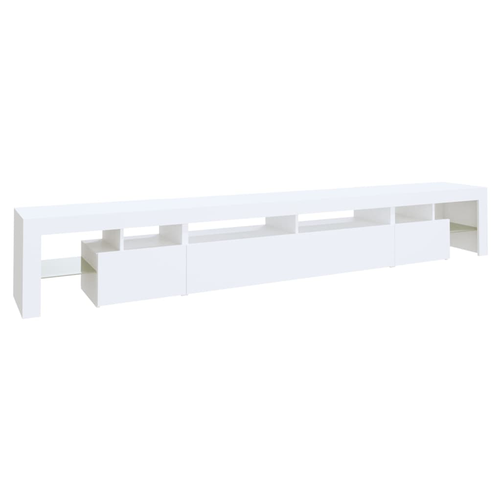 Tv-Benk Med Led-Lys Hvit 260X36,5X40 Cm