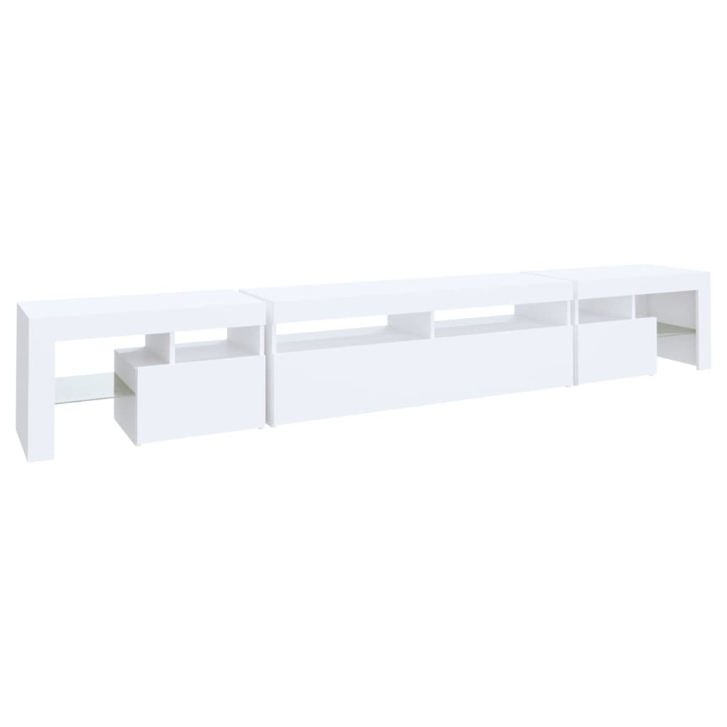 Tv-Benk Med Led-Lys Hvit 260X36,5X40 Cm