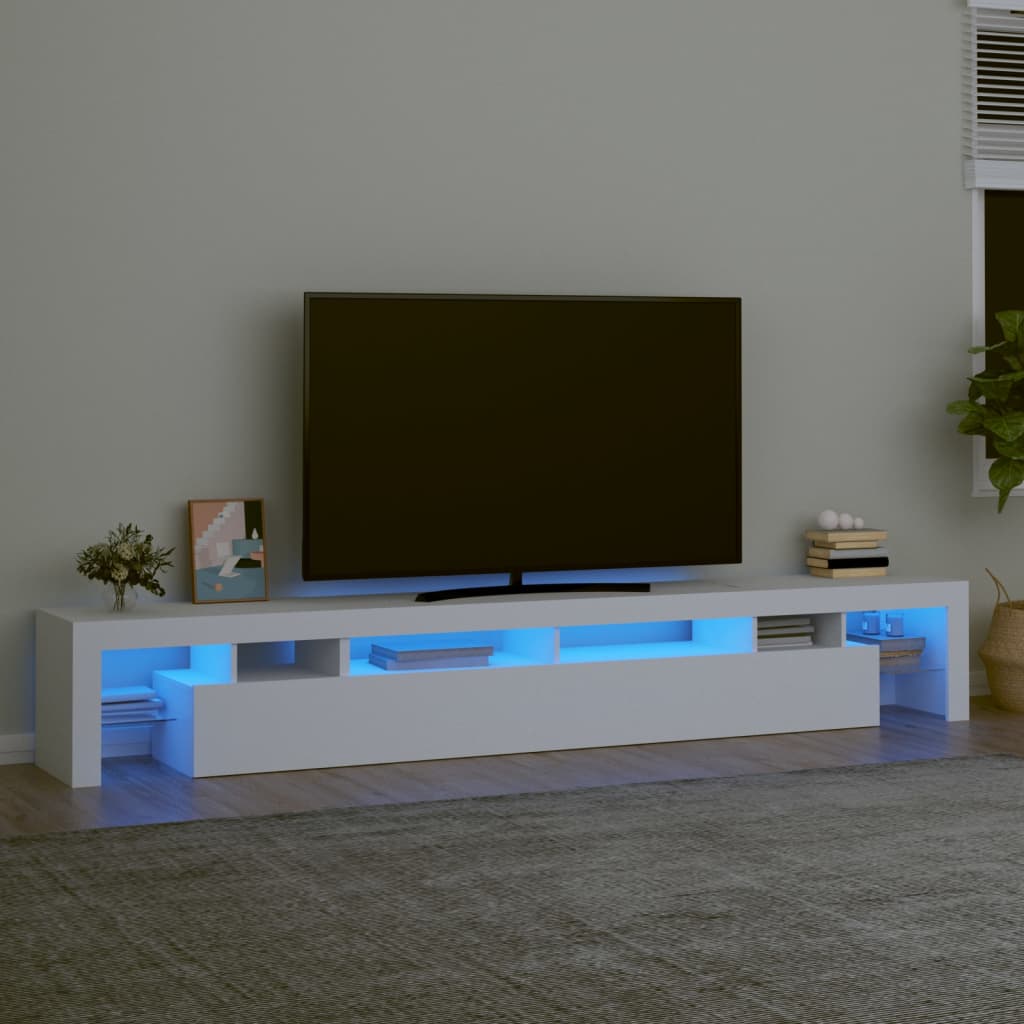 Tv-Benk Med Led-Lys Hvit 260X36,5X40 Cm