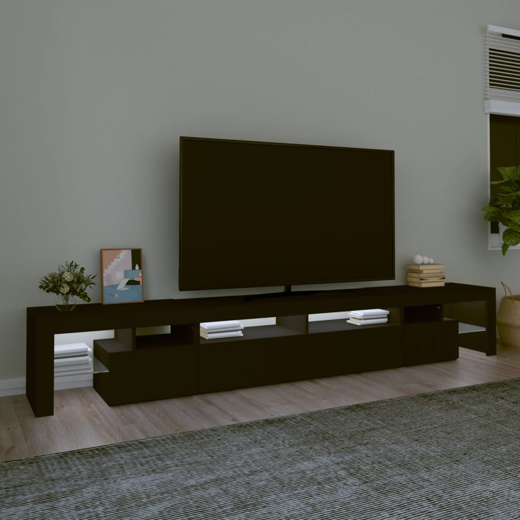 Tv-Benk Med Led-Lys Svart 260X36,5X40 Cm