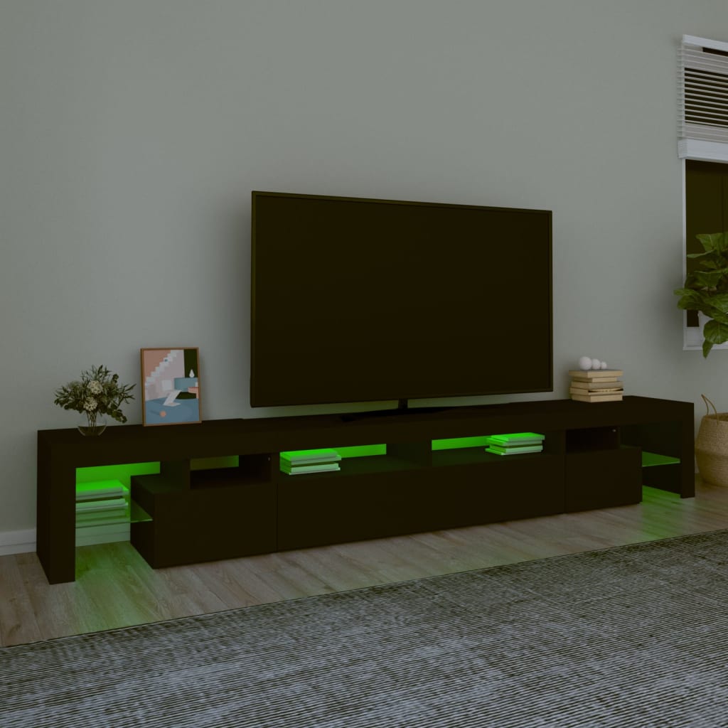 Tv-Benk Med Led-Lys Svart 260X36,5X40 Cm