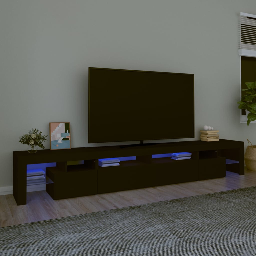 Tv-Benk Med Led-Lys Svart 260X36,5X40 Cm