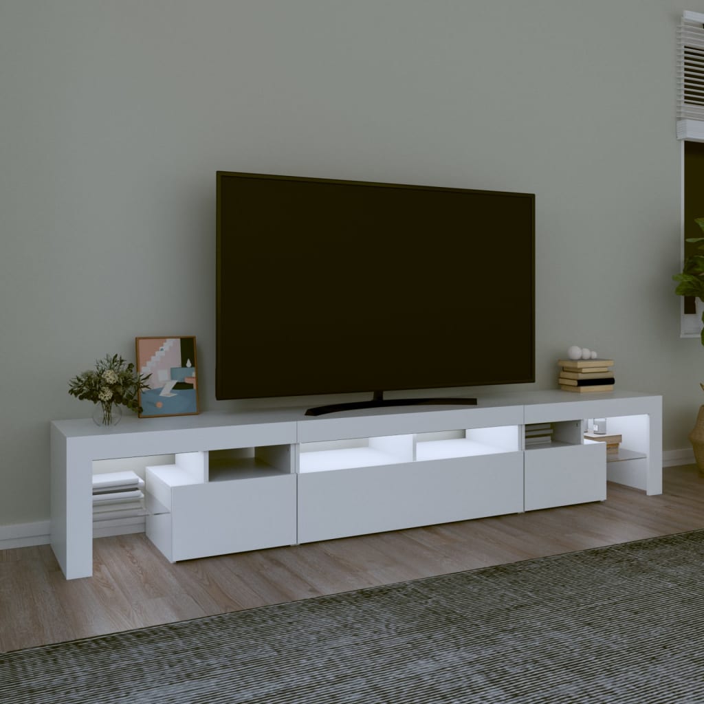 Tv-Benk Med Led-Lys Hvit 230X36,5X40 Cm