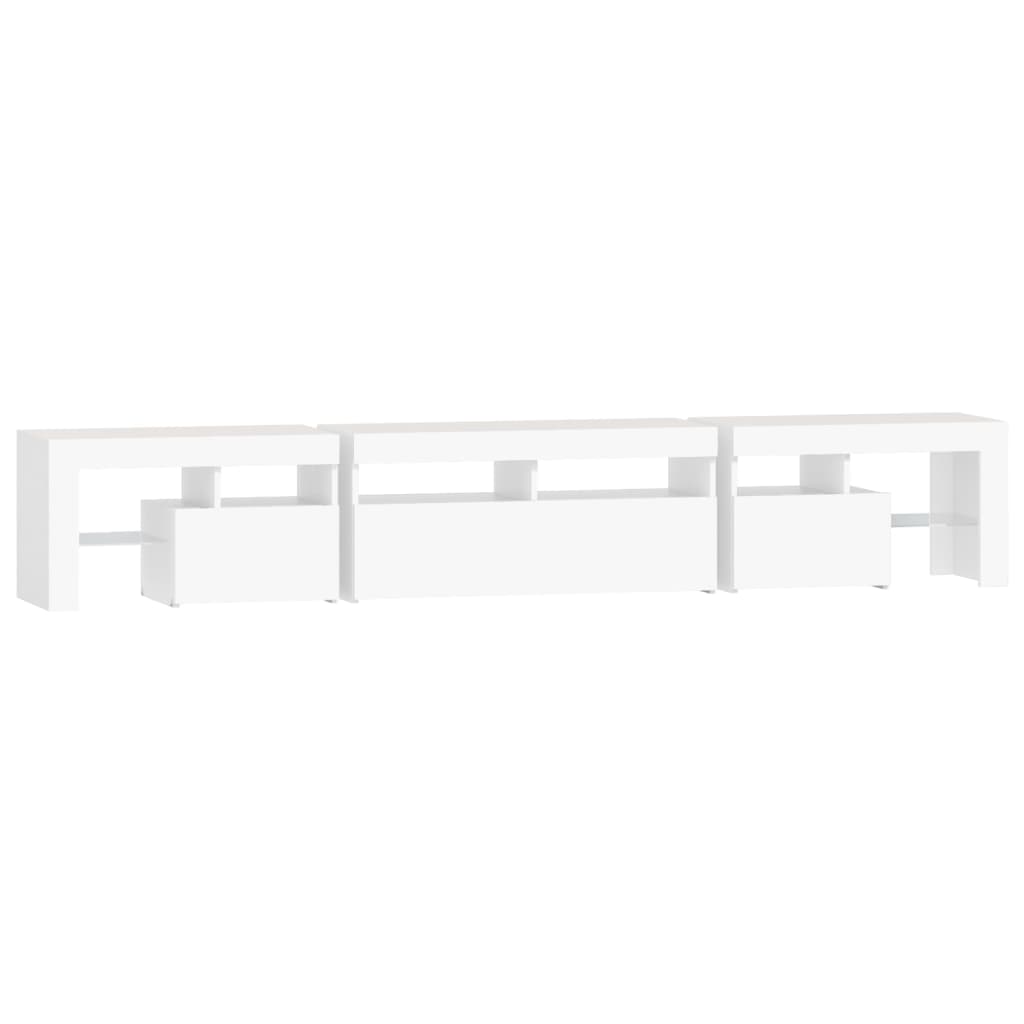Tv-Benk Med Led-Lys Hvit 230X36,5X40 Cm