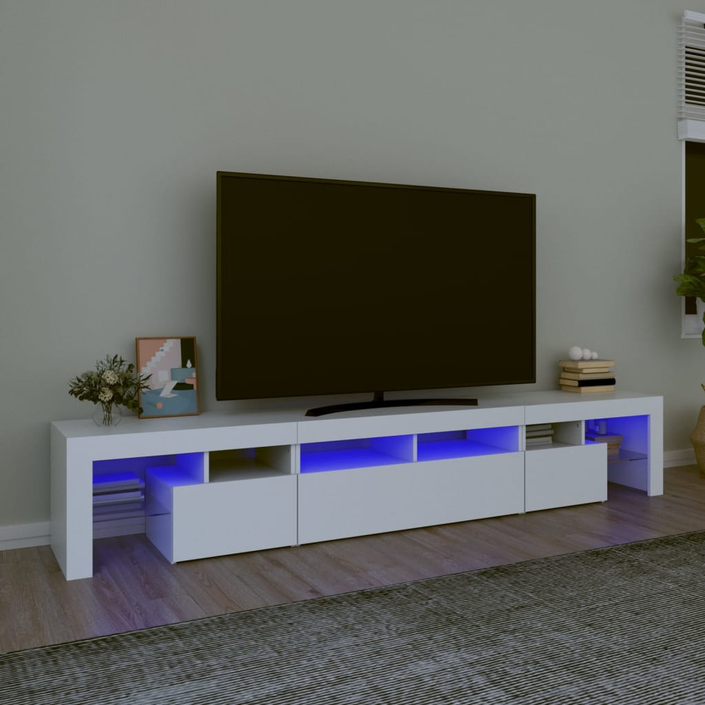 Tv-Benk Med Led-Lys Hvit 230X36,5X40 Cm