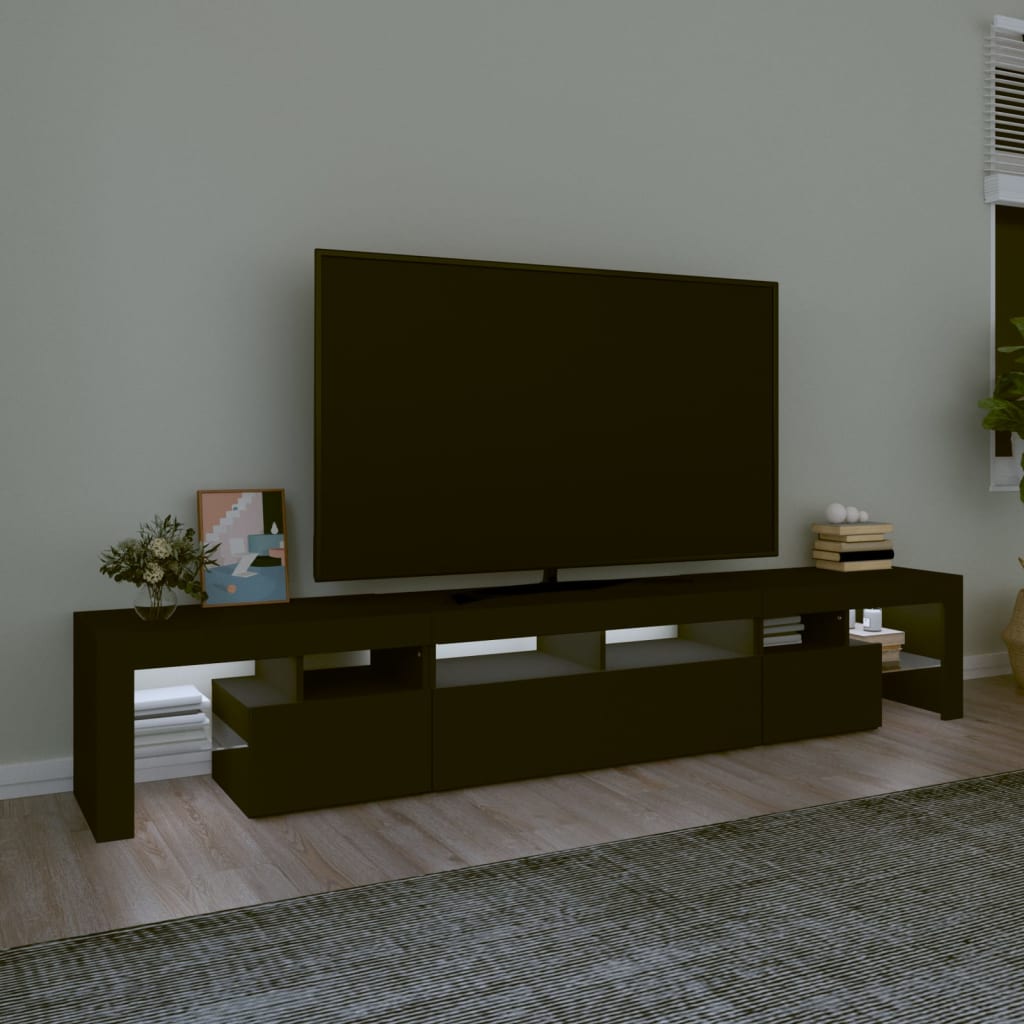 Tv-Benk Med Led-Lys Svart 230X36,5X40 Cm