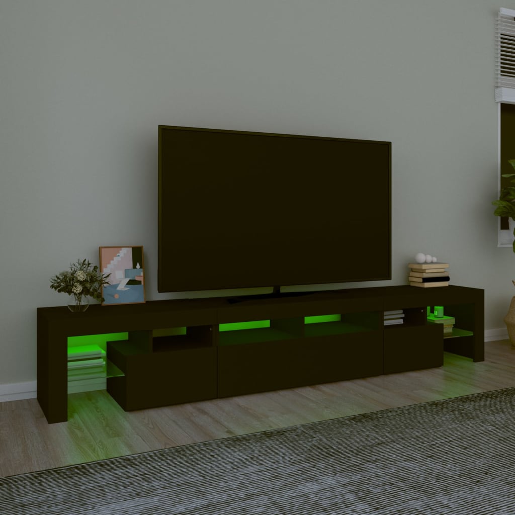 Tv-Benk Med Led-Lys Svart 230X36,5X40 Cm