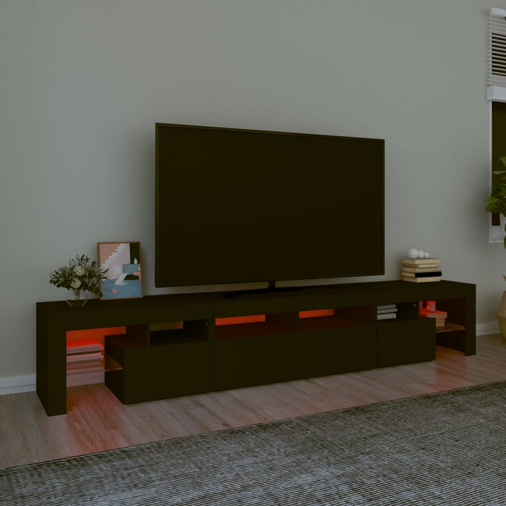 Tv-Benk Med Led-Lys Svart 230X36,5X40 Cm
