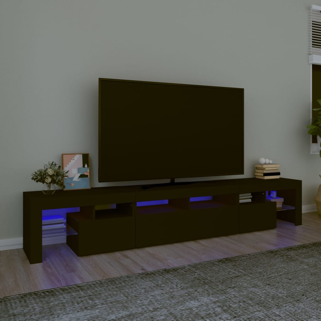Tv-Benk Med Led-Lys Svart 230X36,5X40 Cm