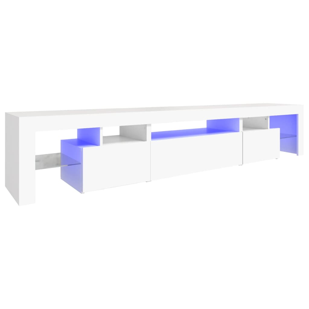 Tv-Benk Med Led-Lys Hvit 215X36,5X40 Cm