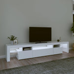Tv-Benk Med Led-Lys Hvit 215X36,5X40 Cm