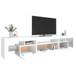 Tv-Benk Med Led-Lys Hvit 215X36,5X40 Cm