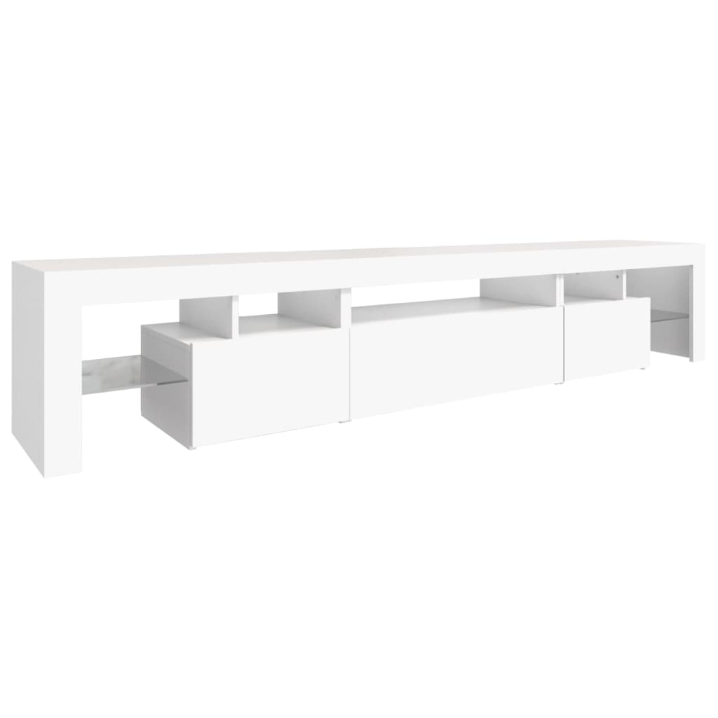 Tv-Benk Med Led-Lys Hvit 215X36,5X40 Cm