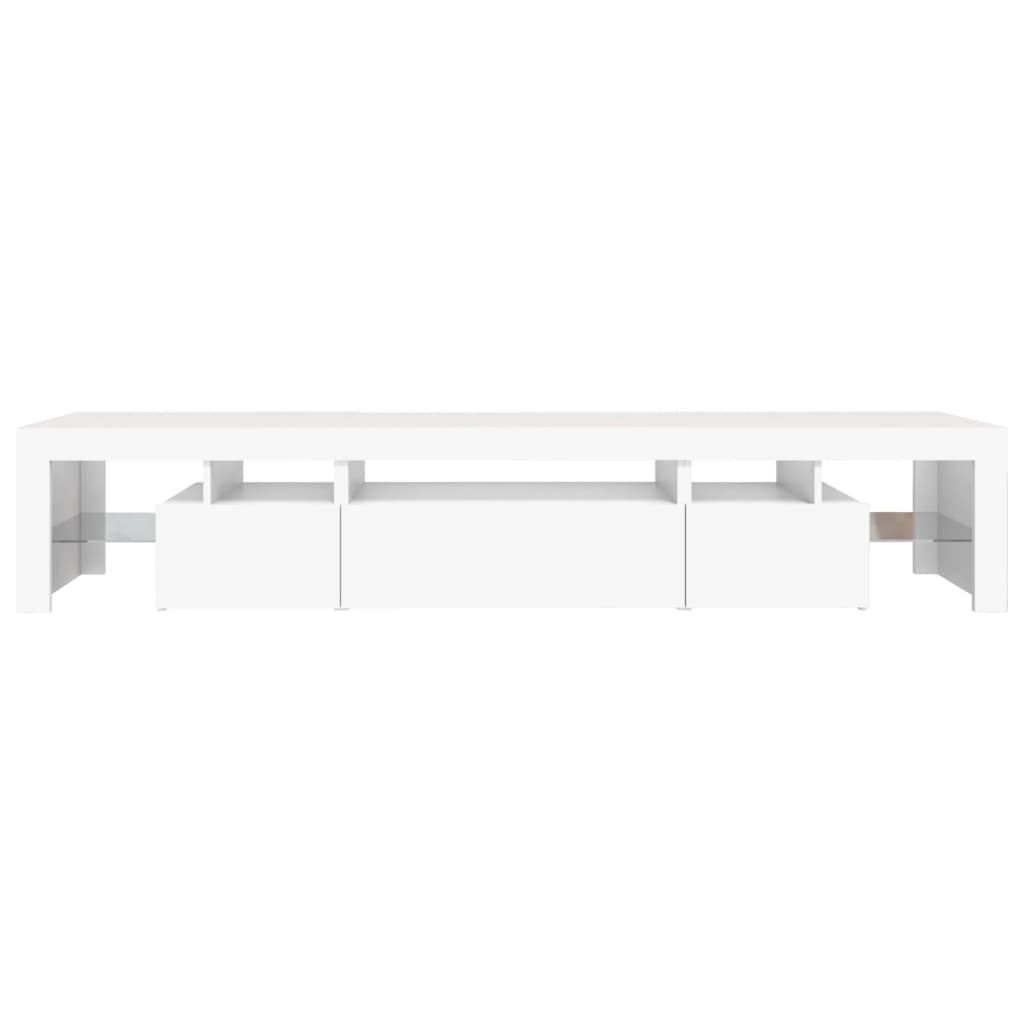 Tv-Benk Med Led-Lys Hvit 215X36,5X40 Cm