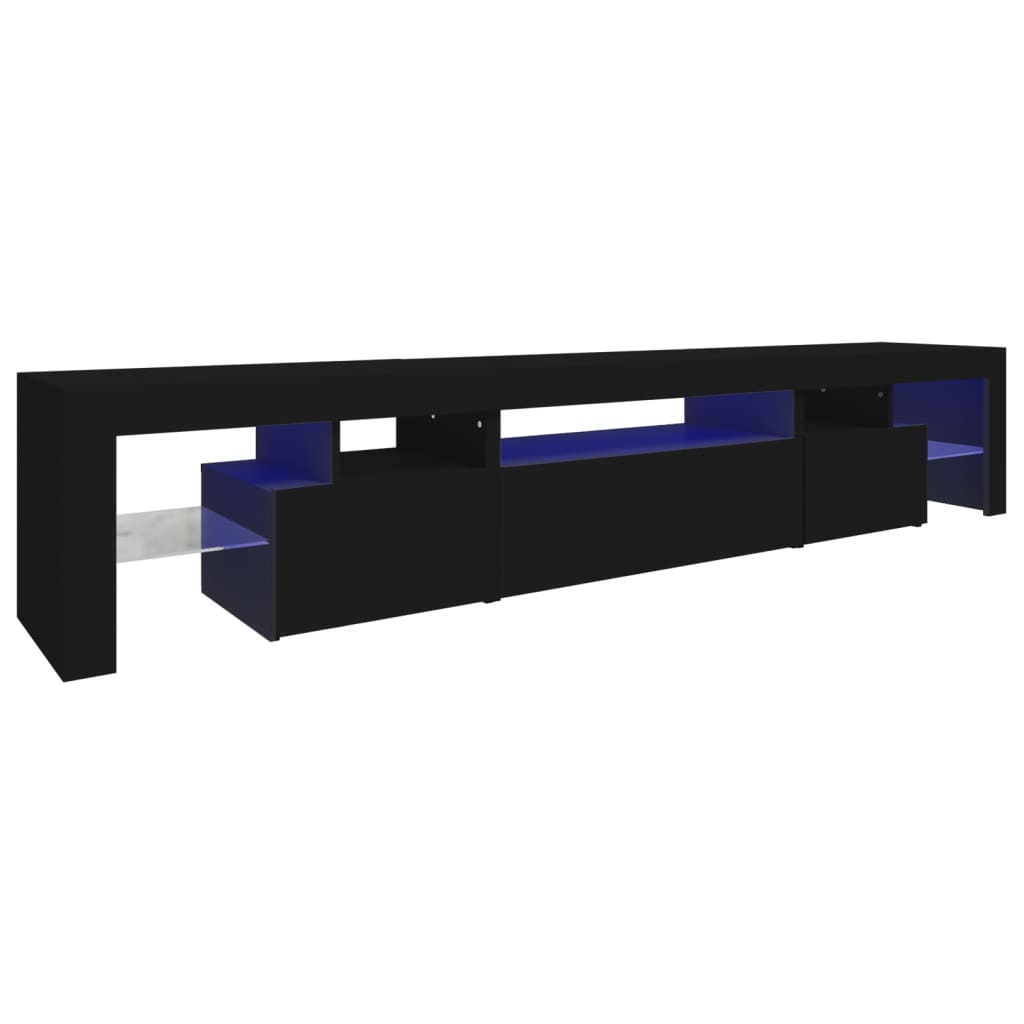Tv-Benk Med Led-Lys Svart 215X36,5X40 Cm
