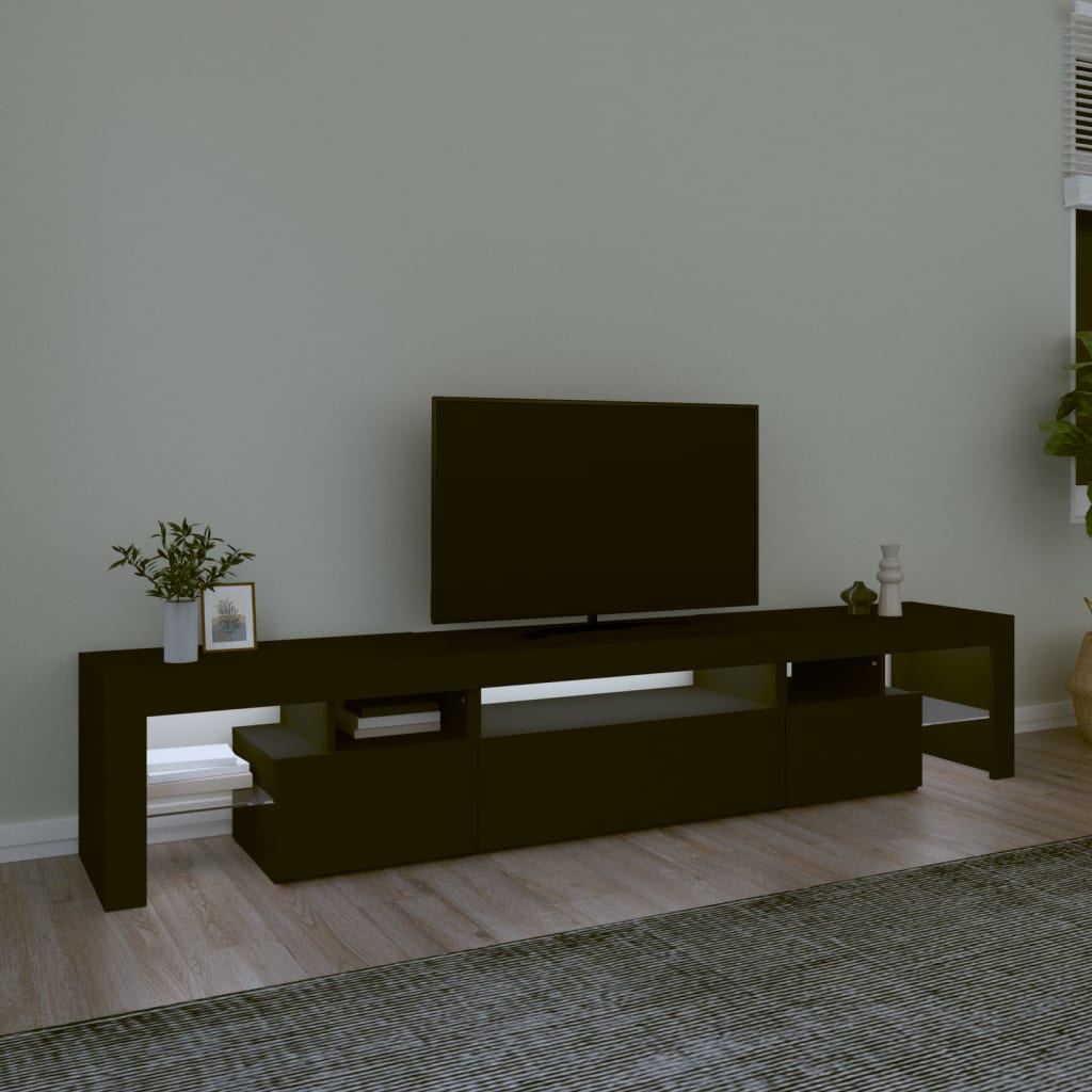Tv-Benk Med Led-Lys Svart 215X36,5X40 Cm