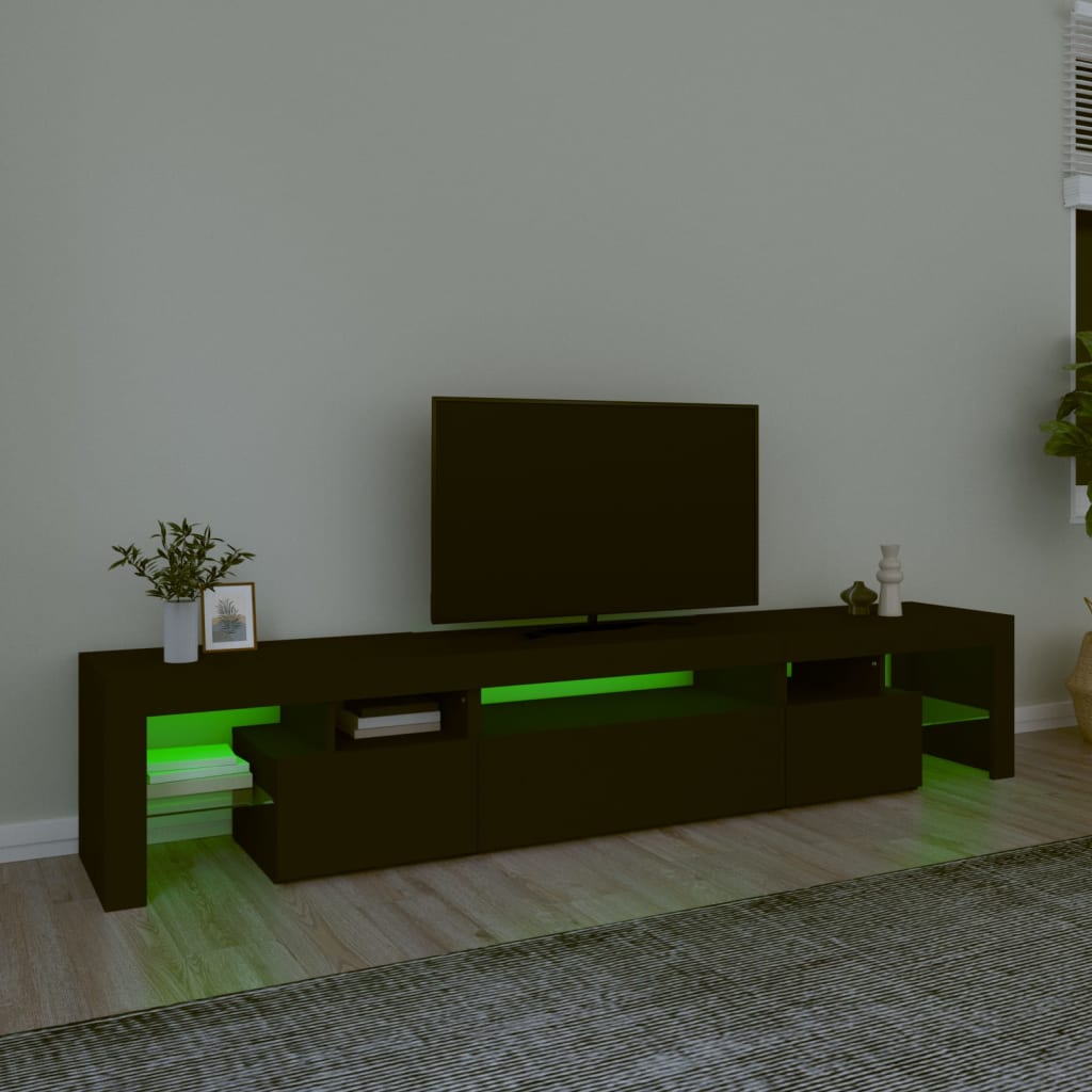 Tv-Benk Med Led-Lys Svart 215X36,5X40 Cm