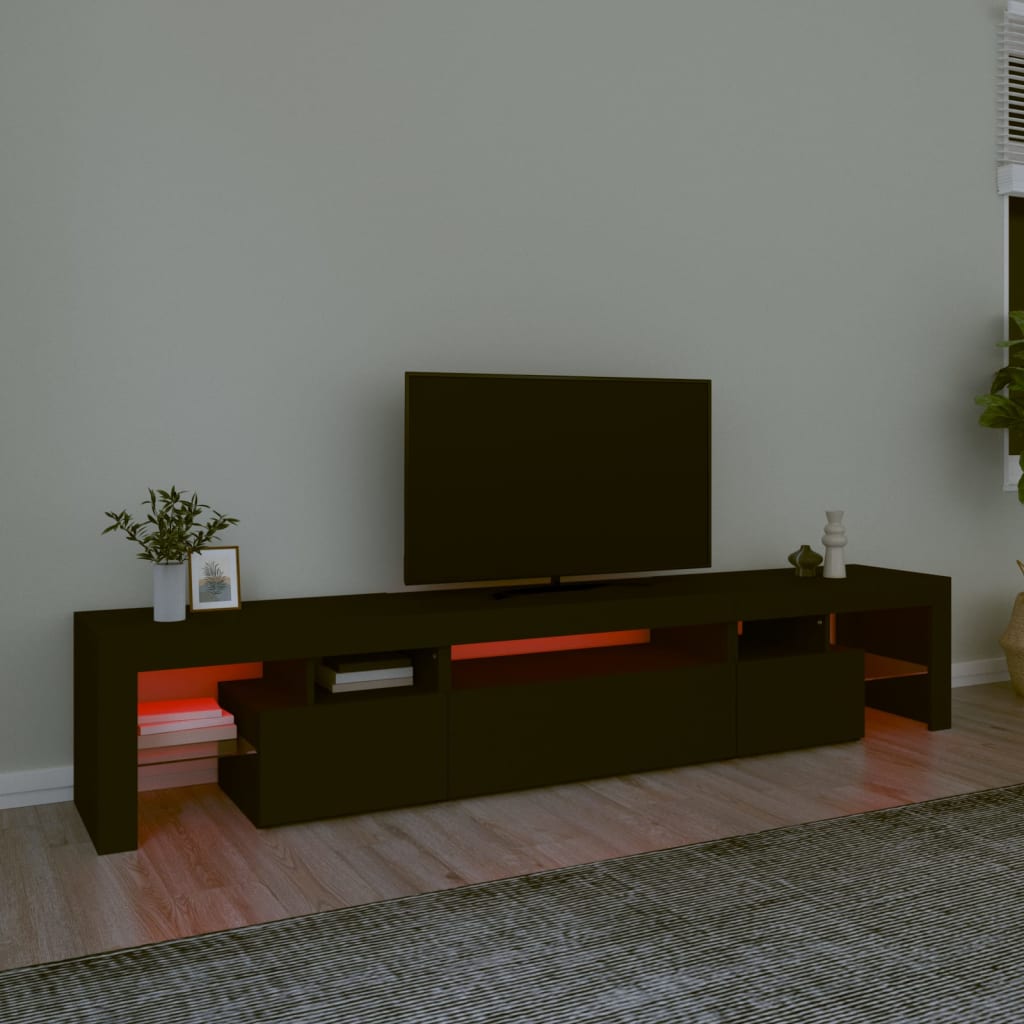 Tv-Benk Med Led-Lys Svart 215X36,5X40 Cm