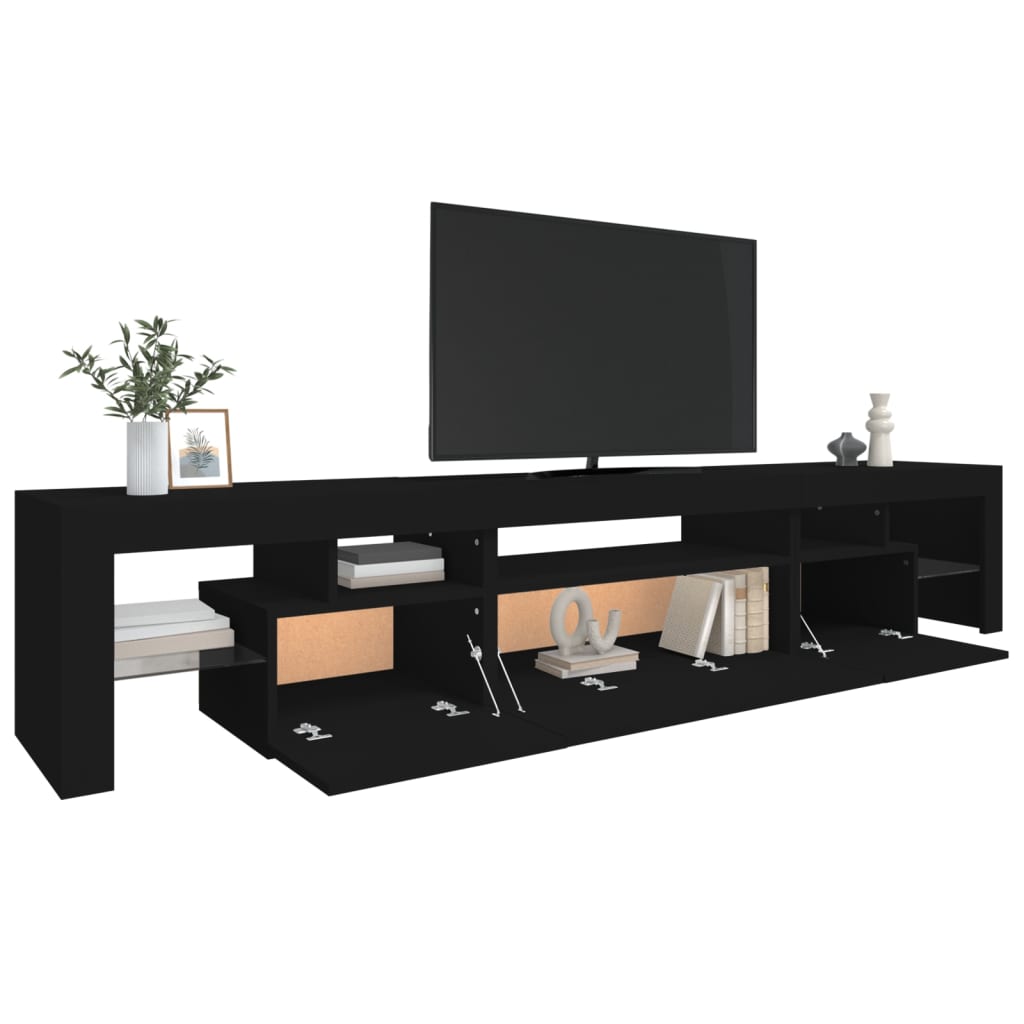 Tv-Benk Med Led-Lys Svart 215X36,5X40 Cm