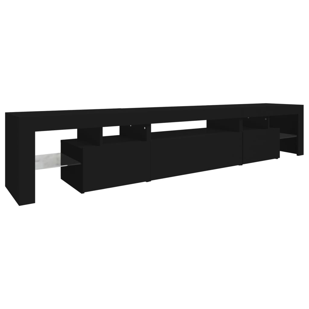 Tv-Benk Med Led-Lys Svart 215X36,5X40 Cm